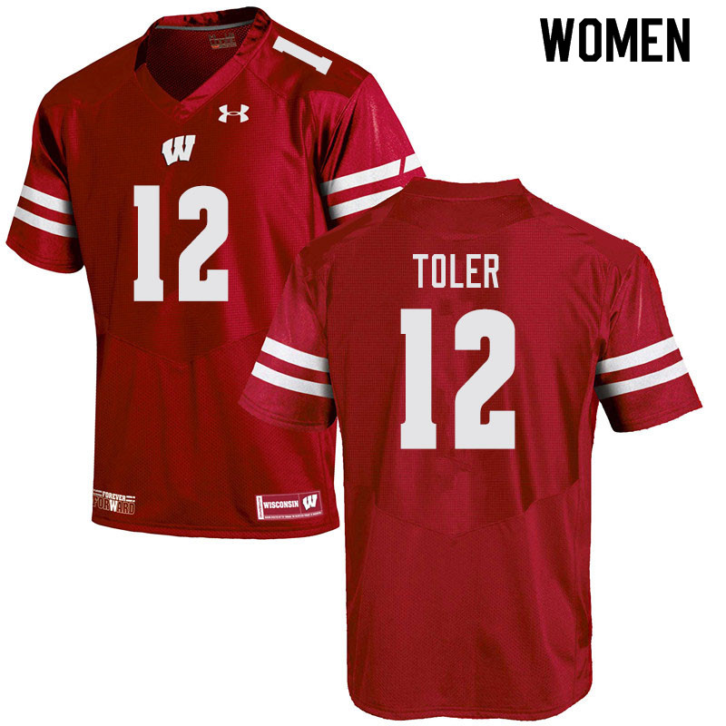 Wisconsin Badgers Women's #12 Titus Toler NCAA Under Armour Authentic Red College Stitched Football Jersey ZK40C43TX